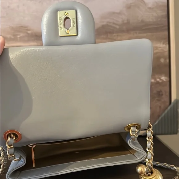 Chanel Grey Quilted Lambskin Pearl Crush Mini Flap Bag Aged Gold Hardware, 2021 - Picture 2 of 4